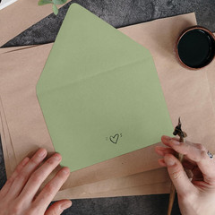 A7 Sage Green Envelopes 100 Pack, 5X7 V Flap Printable Envelopes for Invitation