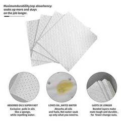15″ x 20″ ,Heavyweight Oil-Only Absorbent Pads, easy disposal,White