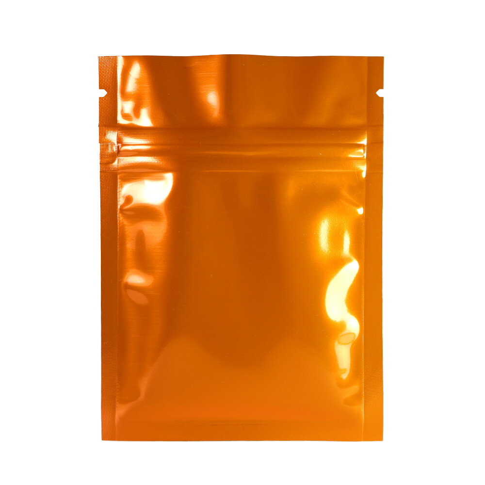 Orange UV Blocking Flat Mylar QuickQlick™ Pouch for Loose Tea Leaves (3.3×5.1″)