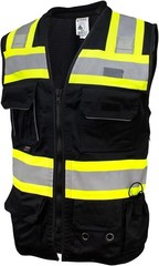 Durable Survey Vest Unisex Medium Black 100% Polyester Moisture Wicking