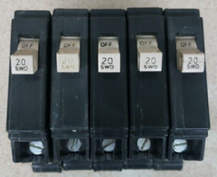 LOT OF 5 CH120 Eaton Circuit Breaker Type CH 1 Pole 20 Amp 120v