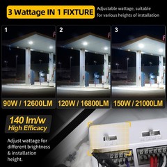150W LED Canopy Light Parking Lot Gas Station Ceiling Fixture Tunable CCT 3/4/5K