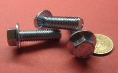 Flanged Serrated Bolt, Class 8.8 Zinc Steel, FT, M12 x 1.75 x 40 mm Length, 10Pc