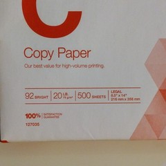 Staples Copy Paper 8.5 x 14 in White 92 Bright 20 lb 500 Sheets 127035