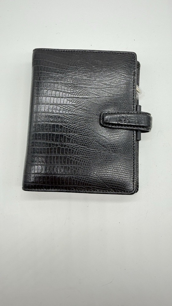 Rare Filofax Pocket Topaz Black leather Organizer Planner unused retired