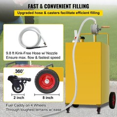 VEVOR Fuel Caddy Fuel Storage Tank 35 Gallon 4 Wheels with Manuel Pump Yellow