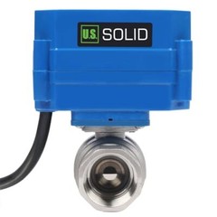 U. S. Solid Motorized Ball Valve w/ US Plug 3/4in SS AC 110V NC Blue Casing