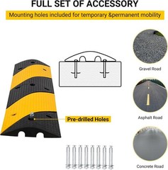 3.3 FT Heavy Duty Rubber Speed Bump 2-Pack Driveway Cable Protector Ramp w/Bolts