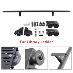 Rolling Library Sliding Ladder Hardware Kit with Brake 3.3FT Round Tube.