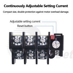 JR36 3 Phase Thermal Overload Relay Range 0.32A – 160A FR for AC Electric Motor