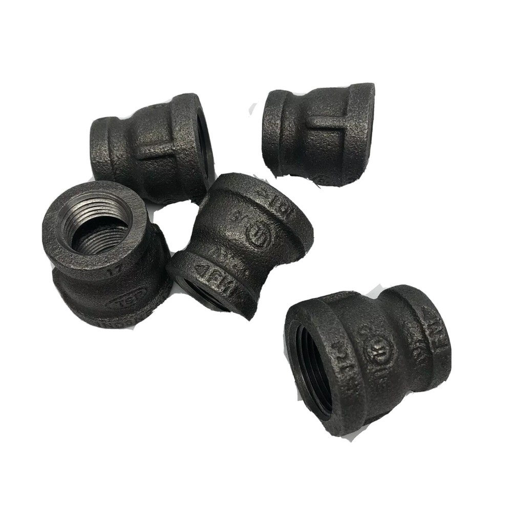 LOT OF 5 INDONESIA 3/4″ X 1/2″ BLACK COUPLING REDUCER IRON PIPE THREADED FITTING