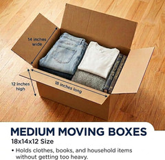 BOX USA Medium Moving Boxes 18″L X 14″W X 12″H 20-Pack – Corrugated Cardboard Bo