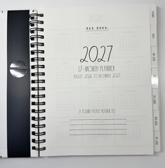 2026 2027 Planner RAE DUNN Spiral Hard Cover 17-Month 2027 Black White LARGE