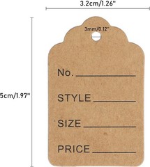 1000 Pack Brown Clothing Price Tags Small Kraft Paper Labels for Retail Jewel…