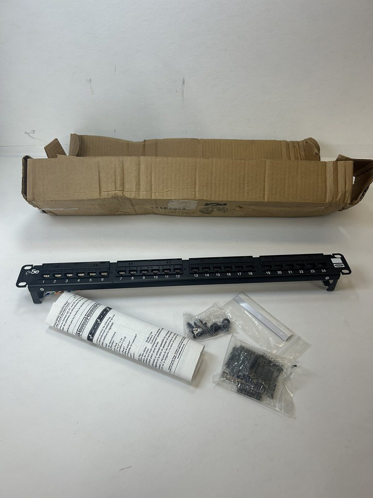 HUBBELL PREMISE WIRING HP5E24E Patch Panel,1.72in.H,5e Category,Steel 46AY35