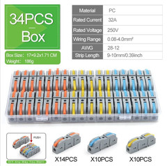 34pcs Boxed Lever Wire Connectors Electrical Splice Terminal Block Set – NEW