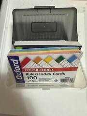 Index Card Box + 2 NEW SEALED Oxford Color Coded Ruled Index Cards 3 x 5 #04753