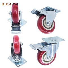 Red Caster Wheels 4″ Locking Casters With Brake Swivel Plate Castor 4 Pcs Caster