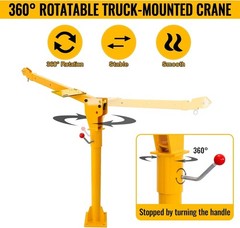Davit Crane 1100 Lbs Pickup Truck Crane 360° Swivel Design Hydraulic Cable Winch