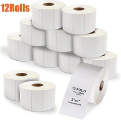 12Rolls 2″x1″ Direct Thermal Labels 1300/Roll Barcode UPC/ FBA for Zebra & Rollo