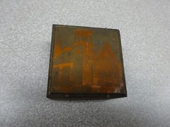 Braddock PA Lutheran Church Wood & Copper Plate Photo Negative, 1-5/8″ Vintage