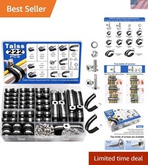 222PCS Cable Clamps Assortment Kit 304 Stainless Steel Rubber Cushion Pipe Cl…