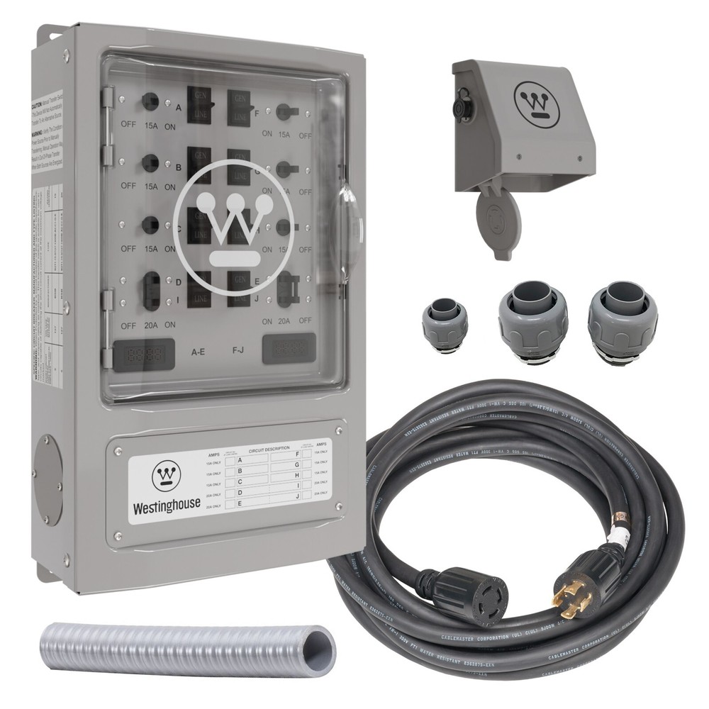 Westinghouse Open Box 30A Transfer Switch Kit with 10 circuits. Rated 7500W