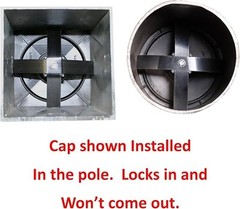 Square Light Pole Top Cap- Black Plastic