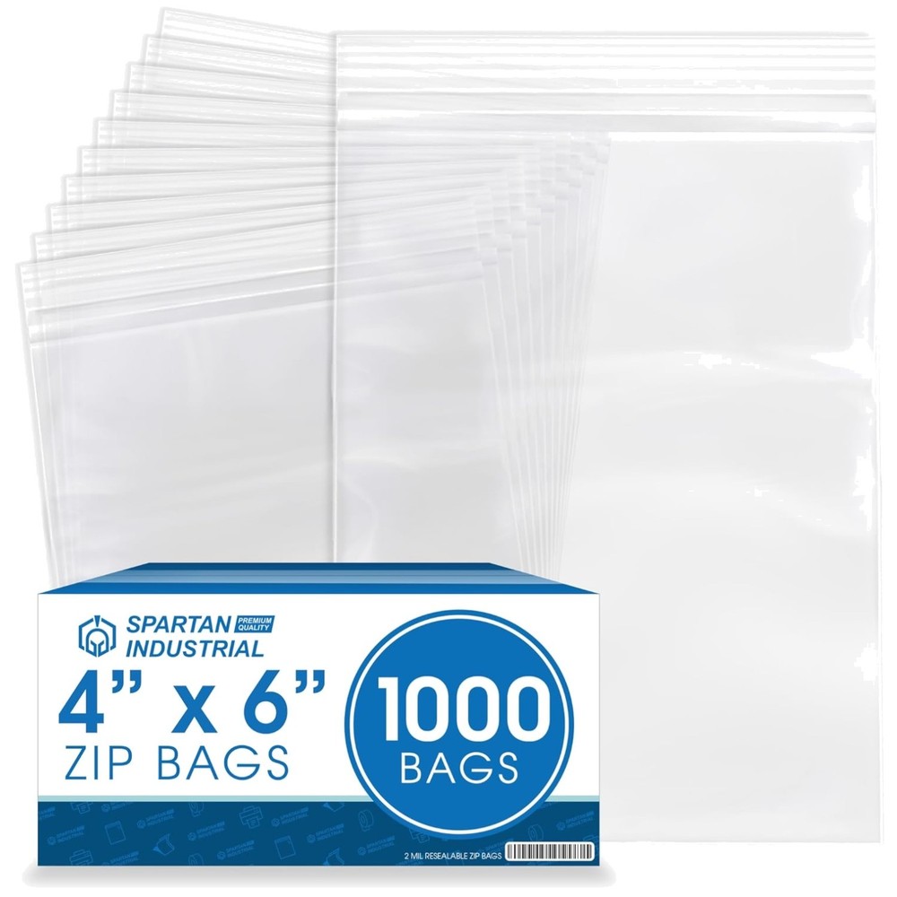 Resealable 4×6 Zip Plastic Bags – 1000 Count Clear Poly Bags
