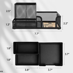 Mesh Desk Organizer Office Supplies Caddy Pencil Holder Storage Basket 3 Slot