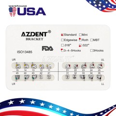 50X AZDENT Dental Orthodontic Brackets Braces Standard Roth.022 Hooks 345