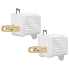 TENINYU Grounded Adapter 3-Prong to 2-Prong Outlet Converter – 2 Pack, White