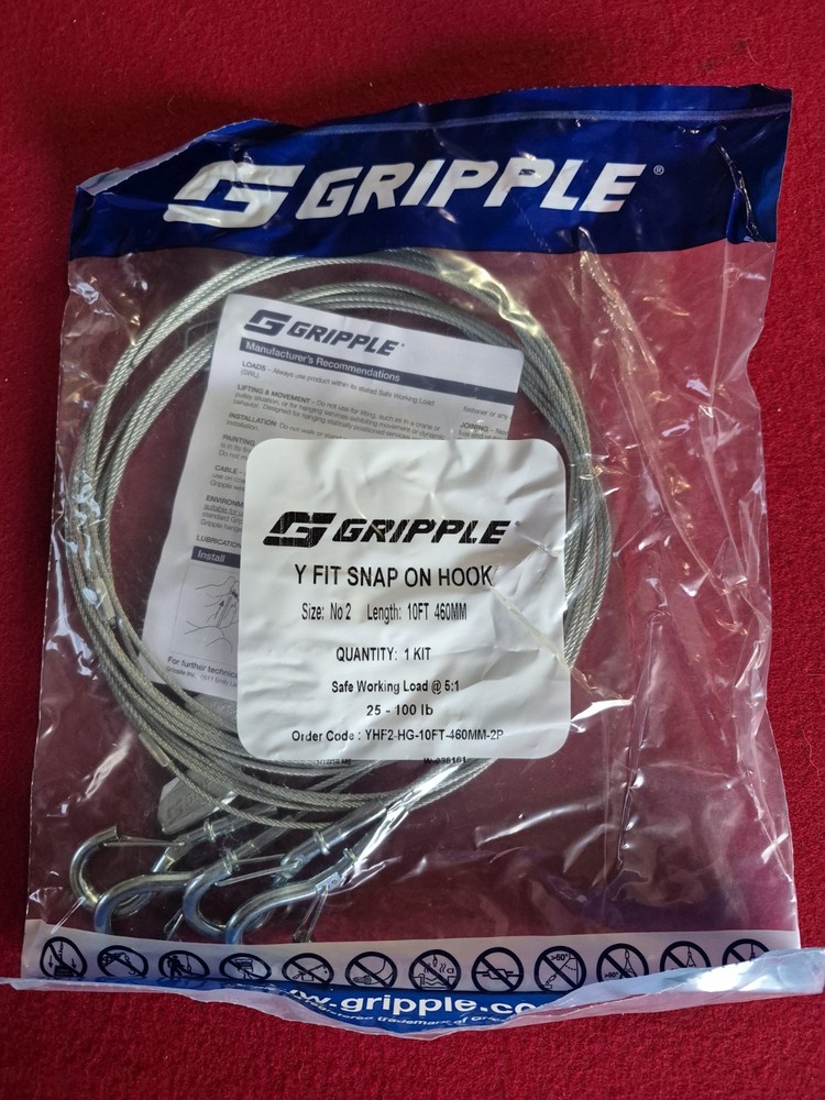 Gripple Y Fit Snap On Hook Size 2 10 FT 460MM 25-100LB YHF2-HG-10FT-460MM-2P NEW