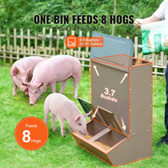 Hog Feeder, 3.7Bushel Capacity, Double Door, Heavy Duty Steel, Multipurpose for