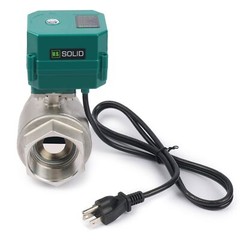 U. S. Solid Motorized Ball Valve w/ US Plug 2in SS AC 110V NC Green Casing