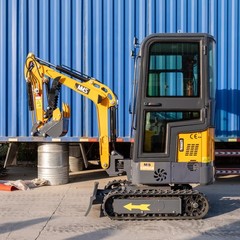 1.4Ton Mini Excavator With Enclosed Cab B&S Engine Swing Boom 4 Attachments Kit