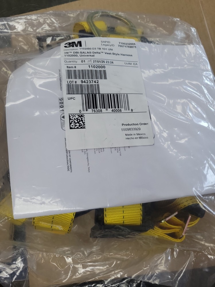 Dbi Sala 1102008 Delta Tm Full Body Harness Universal S/M/L/XL 420 Lb. New/Bag