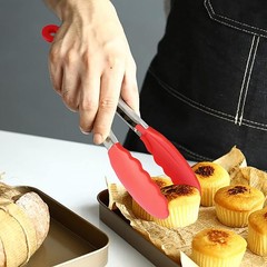 HINMAY Mini Tongs with Silicone Tips 7-Inch Serving 7-Inch, Red Blue Green