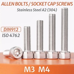 M3 M4 (304) A2 Stainless Steel Allen Bolts Socket Cap Screws Hex Head DIN912