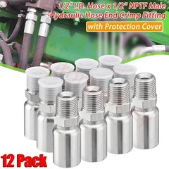 12Pack 1/2″ NPTF Hydraulic Hose End Fittings, 1/2″ I.D. Hose x 1/2″ NPTF Male US