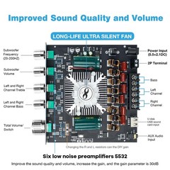 ZKAS21 TPA3255 Bluetooth 5.1 Power Amplifier Board HiFi 2.1 Channel 220Wx2+35…