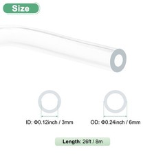 Clear Plastic Tubing, 0.12Inch(3.0mm) ID 0.24Inch(6mm) OD, 26ft(8m) Length