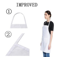 Total 6PCS White Apron for Women Adult Unisex Plain Color Bib aprons with 2 F…