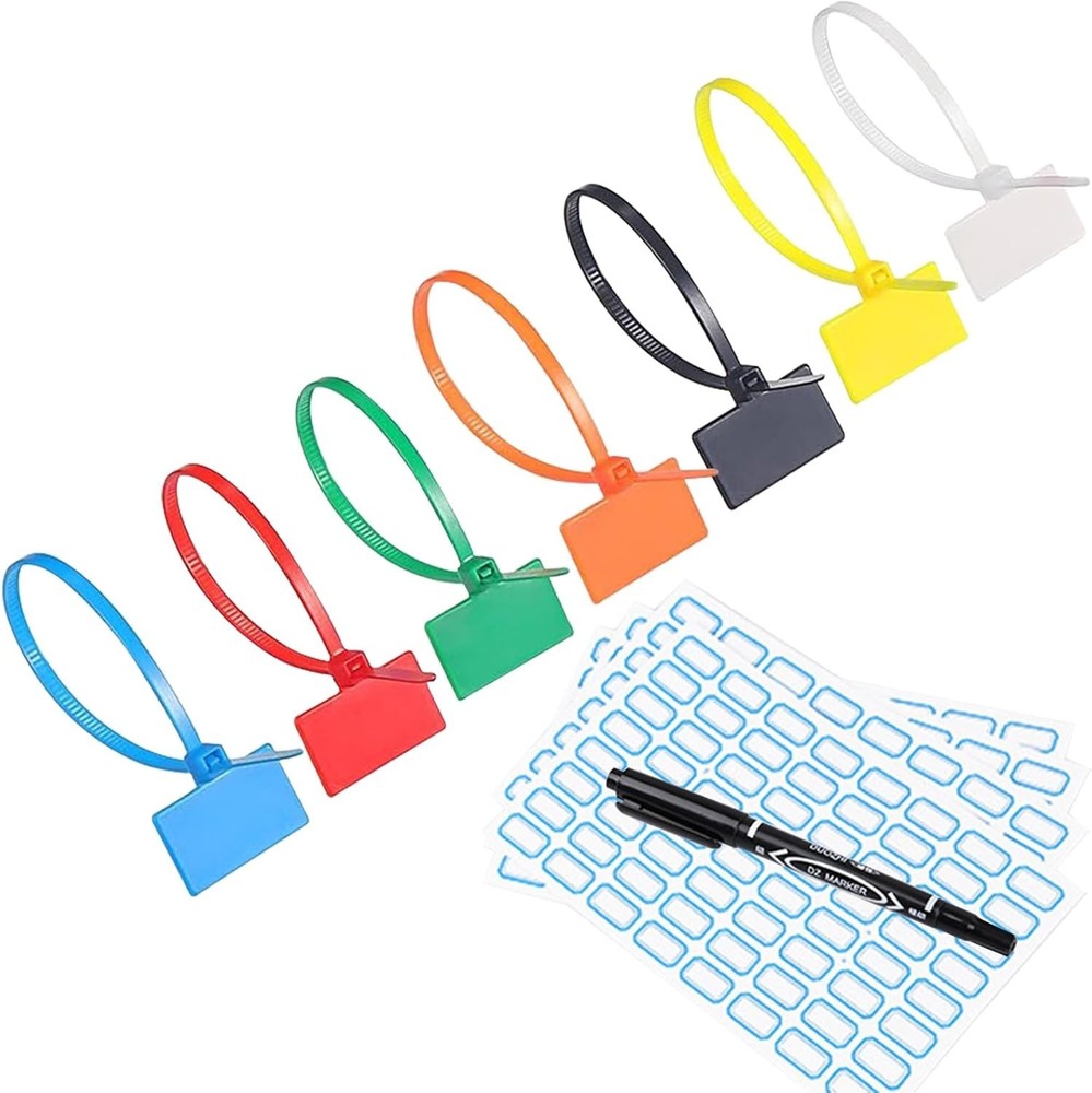 250pcs 6 inch Wire Zip Ties, Self-locking Nylon Cable Tags Labels, Multicolor