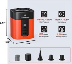 ETENWOLF AIR 3 Air Pump for Inflatables with 2600 mAh Battery & Camping Light…