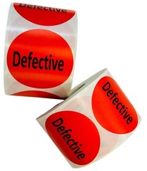 Defective 2″ Round Labels Inventory Control Warehouse Stickers 2 RLS of 500 EA