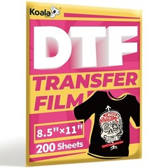 Koala DTF Film 8.5×11 Clear Sublimation Paper 200 Sheets Direct to Film for Dark