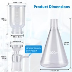 1000mL Lab Vacuum Filtration Distillation Apparatus, Glass Suction Filtering Kit