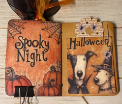 Junk Journal Handmade Booklet Book Vintage “Halloween Dogs” Pockets, Ephemera