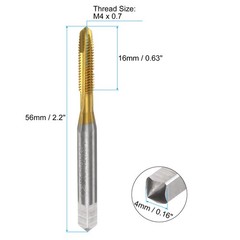 4Sets Spiral Point Tap M4 x 0.7 Metric Thread Titanium Coated High Speed Steel